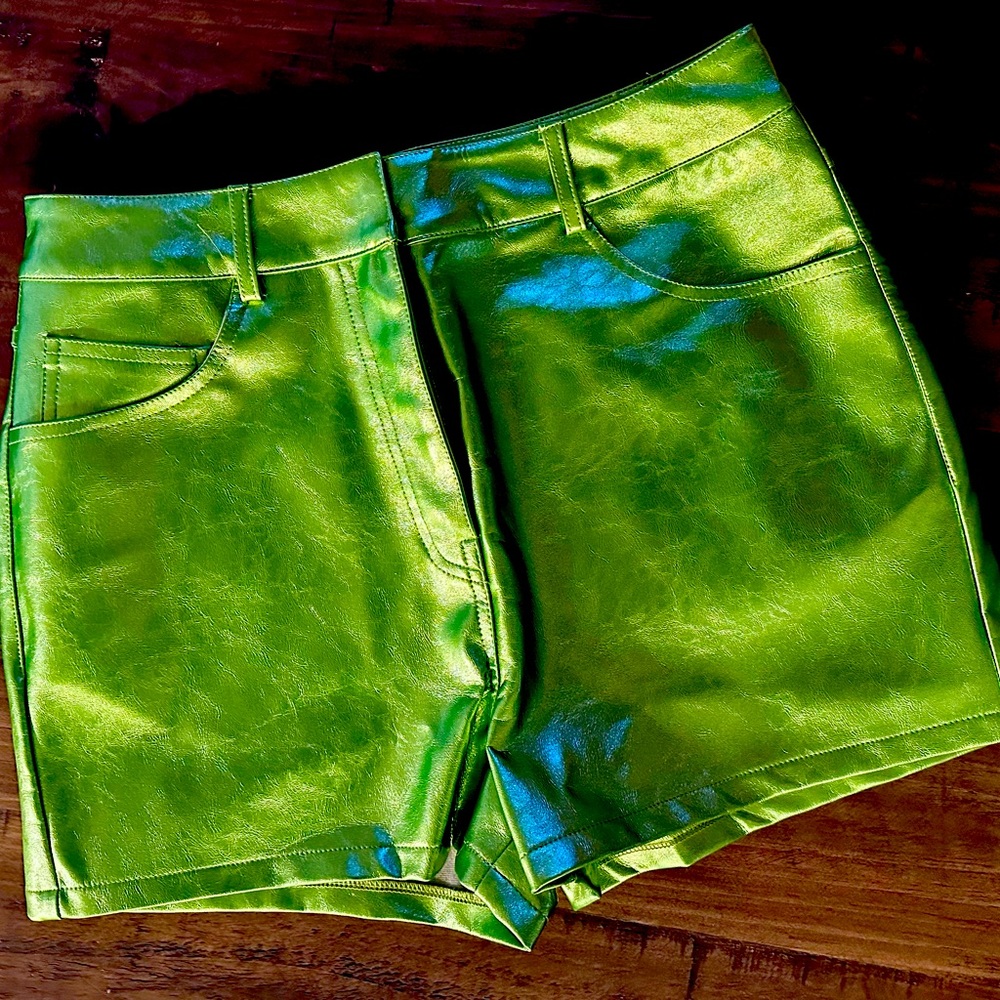 Nasty Gal Metallic Green Shorts